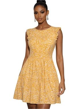 J. Crew Linen Blend Floral Marigold Printed Tiered Sundress Size 00